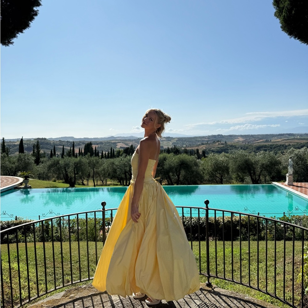 Elegant Strapless Dress - BabyBoo Jillian Maxi Dress Lemon Yellow